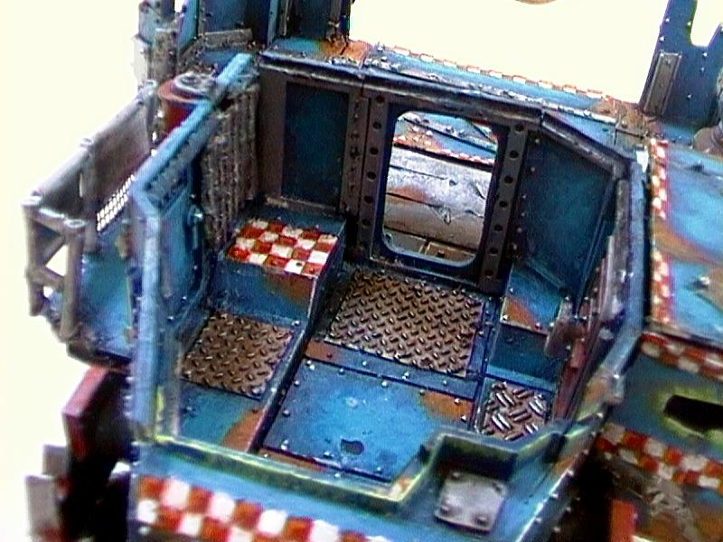 Battlewagon, Blue, Checkers, Conversion, Freehand, Gunner, Gw Cairns, Object Source Lighting, Orks, Plasticard, Warhammer 40,000, Wheel