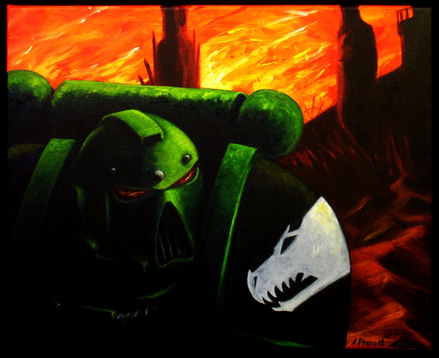 Acryllic, Painting, Salamanders, Space Marines, Traditional, Warhammer 40,000