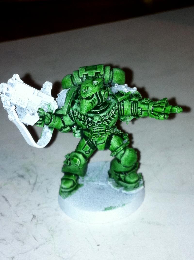 Painting, Salamander, Space Marines, Wash Veteran Alt Paint Scheme
