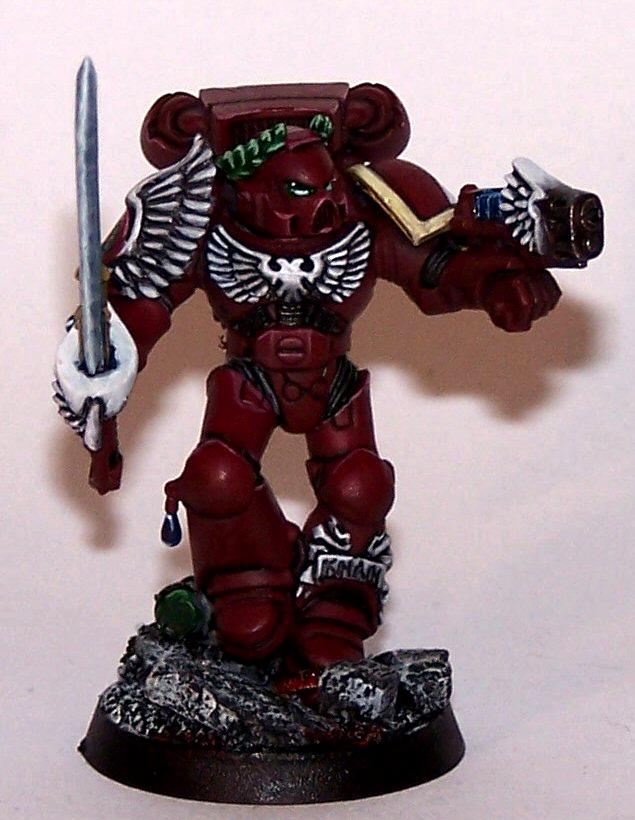 Assault Marines, Assault Sergeant, Emperor's Wings, Non Metalic Metals, Plasma Pistol, Relic Blade, Space Marines, Urban Base, Work In Progress