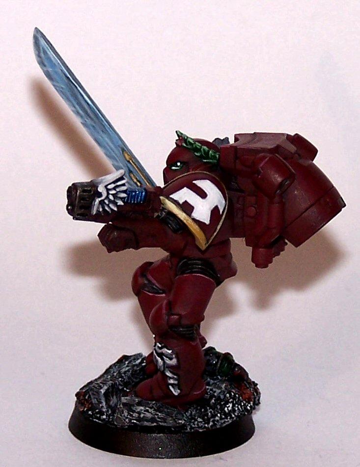 Assault Marines, Assault Sergeant, Emperor's Wings, Non Metalic Metals, Plasma Pistol, Relic Blade, Space Marines, Urban Base, Work In Progress