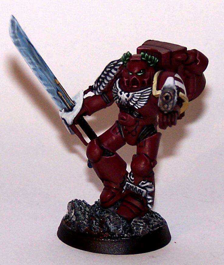 Assault Marines, Assault Sergeant, Emperor's Wings, Non Metalic Metals, Plasma Pistol, Relic Blade, Space Marines, Urban Base, Work In Progress