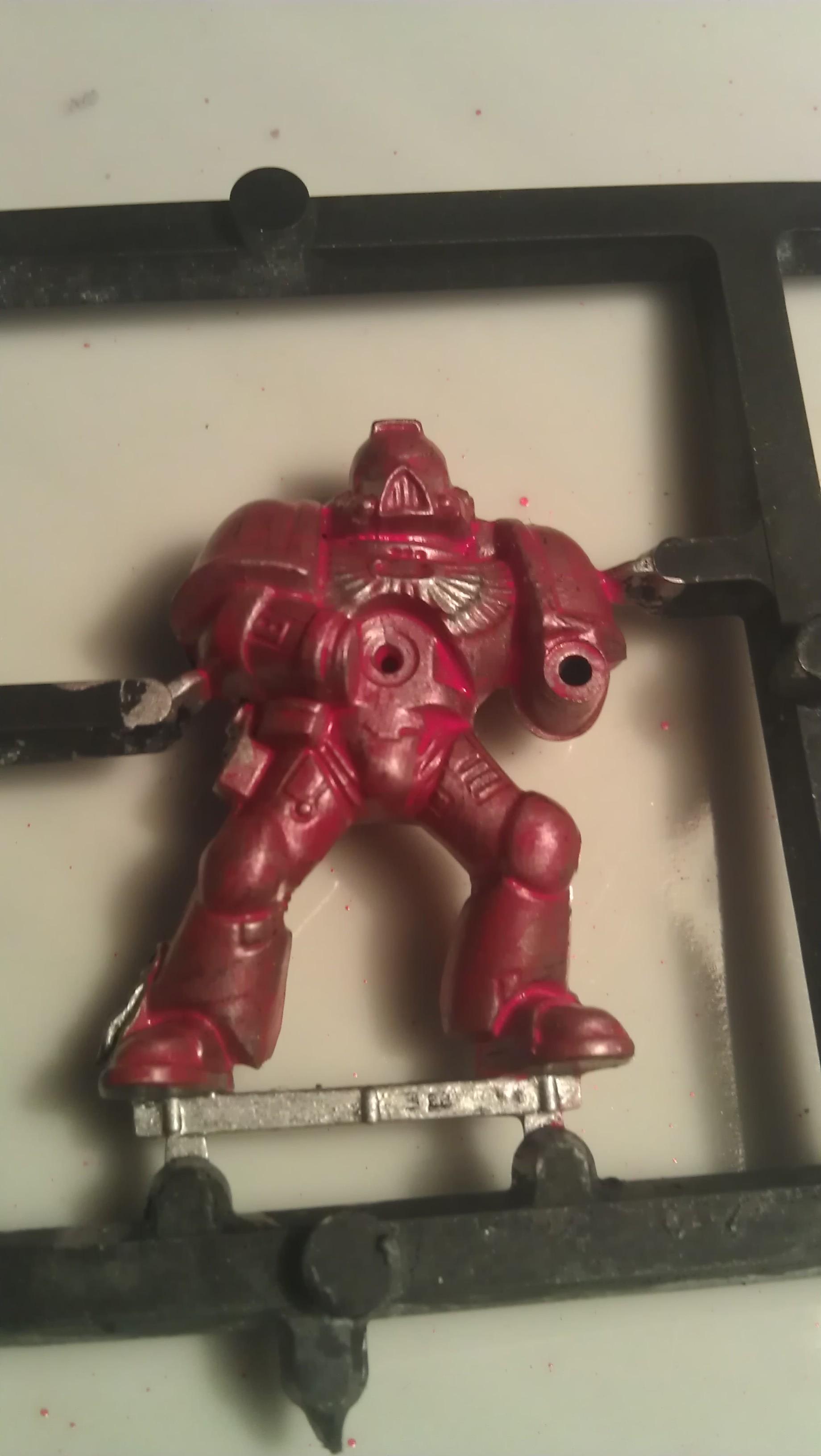 chaos black spray, followed by chainmail, with P3 red wash all over