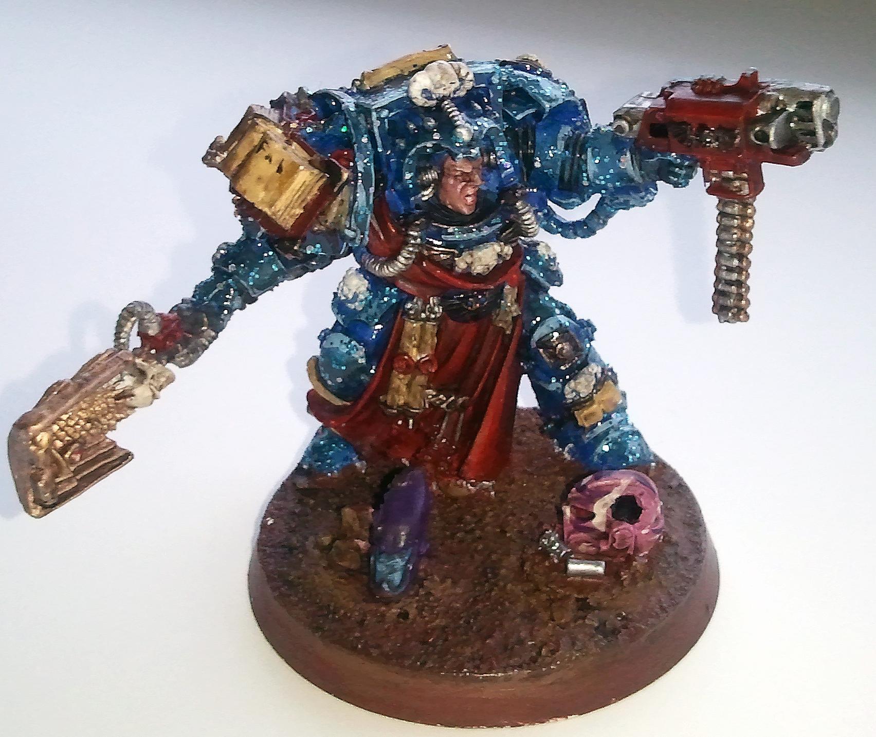Blue, Glitter, Librarian, Space Marines, Terminator Armor