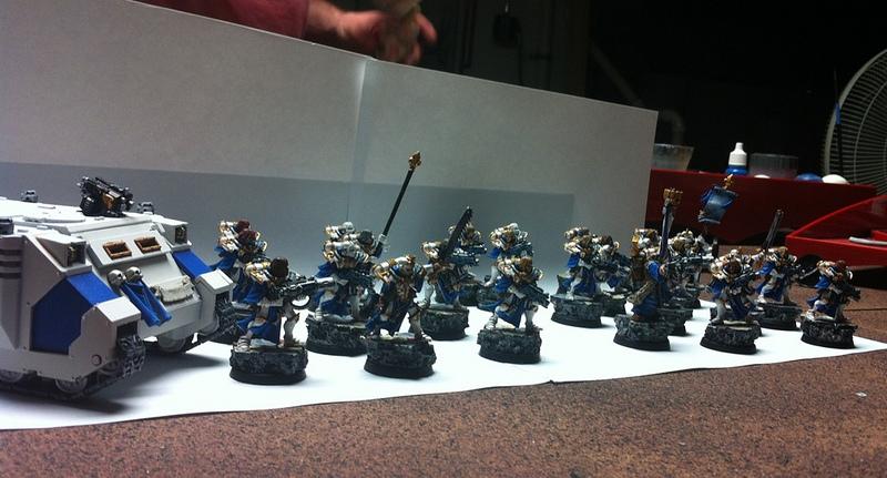 Blue, Cork Bases, Custom Bases, Marble Bases, Raised Bases, Rock Bases, Sisters Of Battle, Tank, Warhammer 40,000, Warhammer Fantasy, White