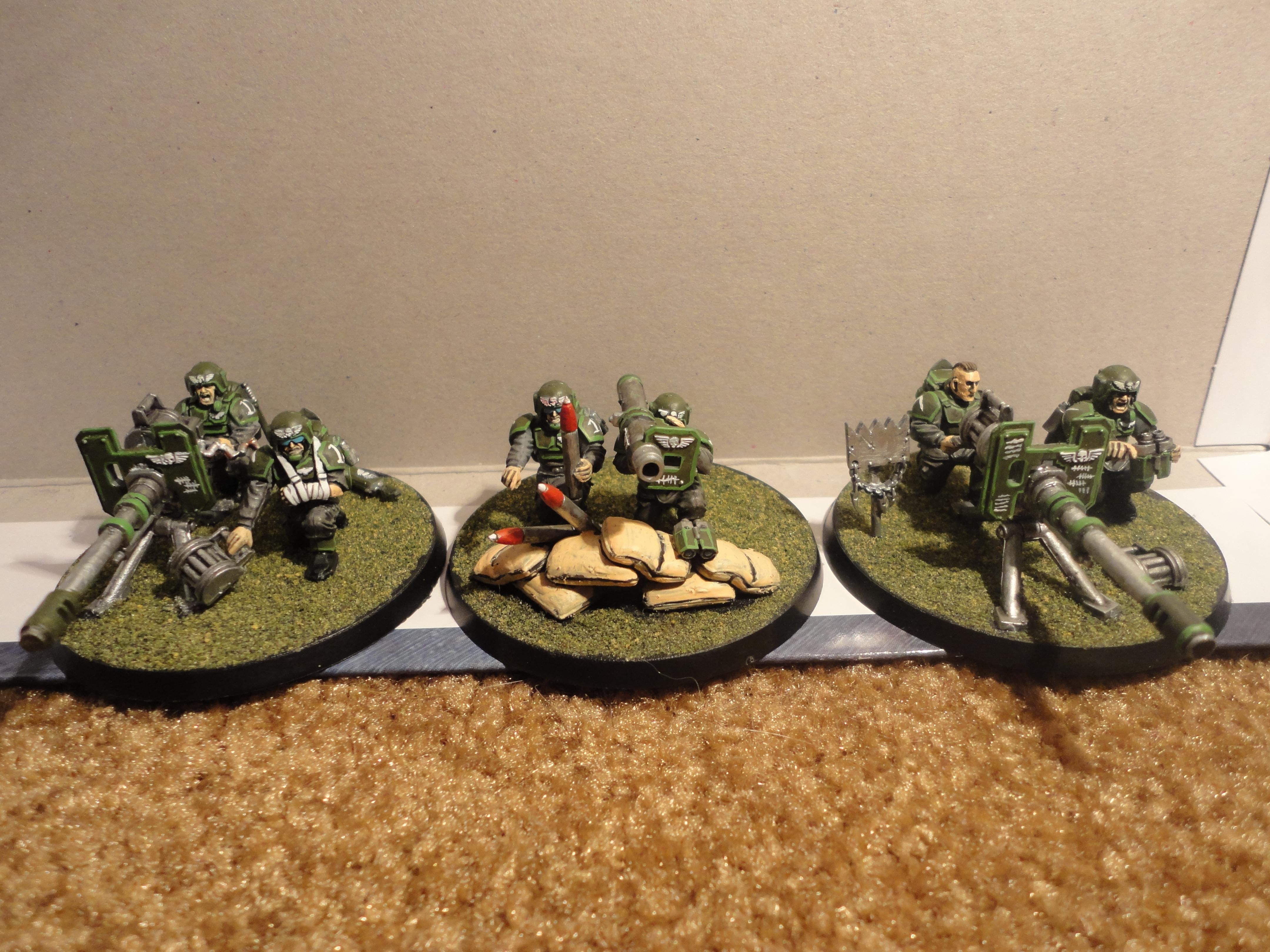 Autocannon, Grass Base, Heavy Weapons Team, Imperial Guard, Lascannon And Rocket Launcher, Warhammer 40,000