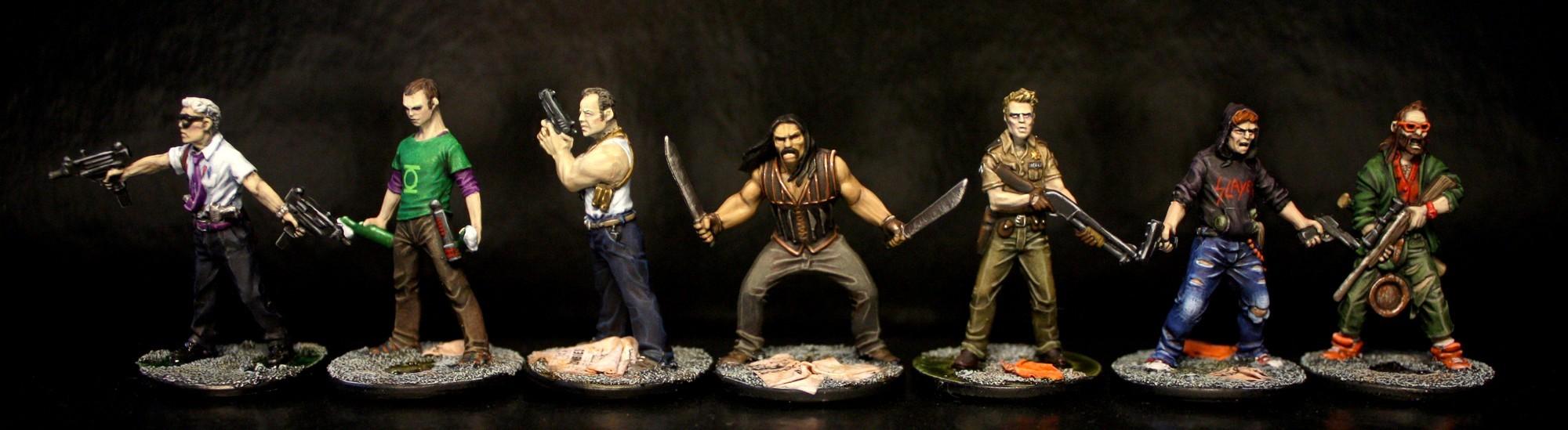Bruce Willis, Cooper, Machete, Mcclane, Michael Douglas, Sheldon, Slayer, Survivors, Zombicide, Zombie