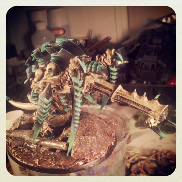 Finished Custom Tyrannofex - I fixed the awkward carapace spot near the head after the pic..
