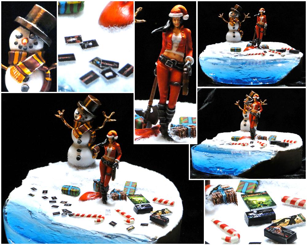 Christmas, Dakka Painting Challenge, Diorama, Female, Malifaux, Merry Malifaux Festivities, Santa Claus, Snowman