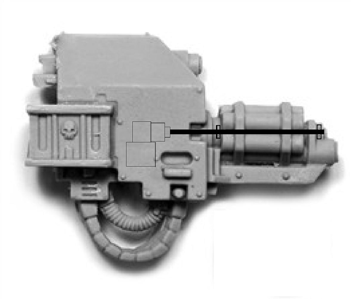 This is my Idea for making the Assault cannon spin with an variable speed electric romote control car motor. the man in the model shop said it would work as long as there is not to much load on the motor