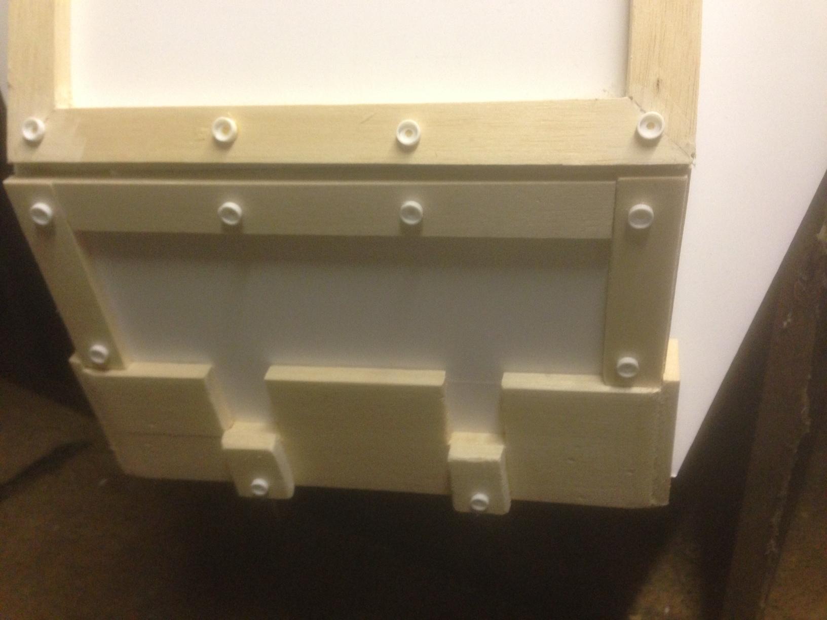 I did the Hinges where the marine door is, where he was entomed, I am happy with the detail. The weight is kept down and as its only detailing its made from bolsa wood. It looks heavy but its not