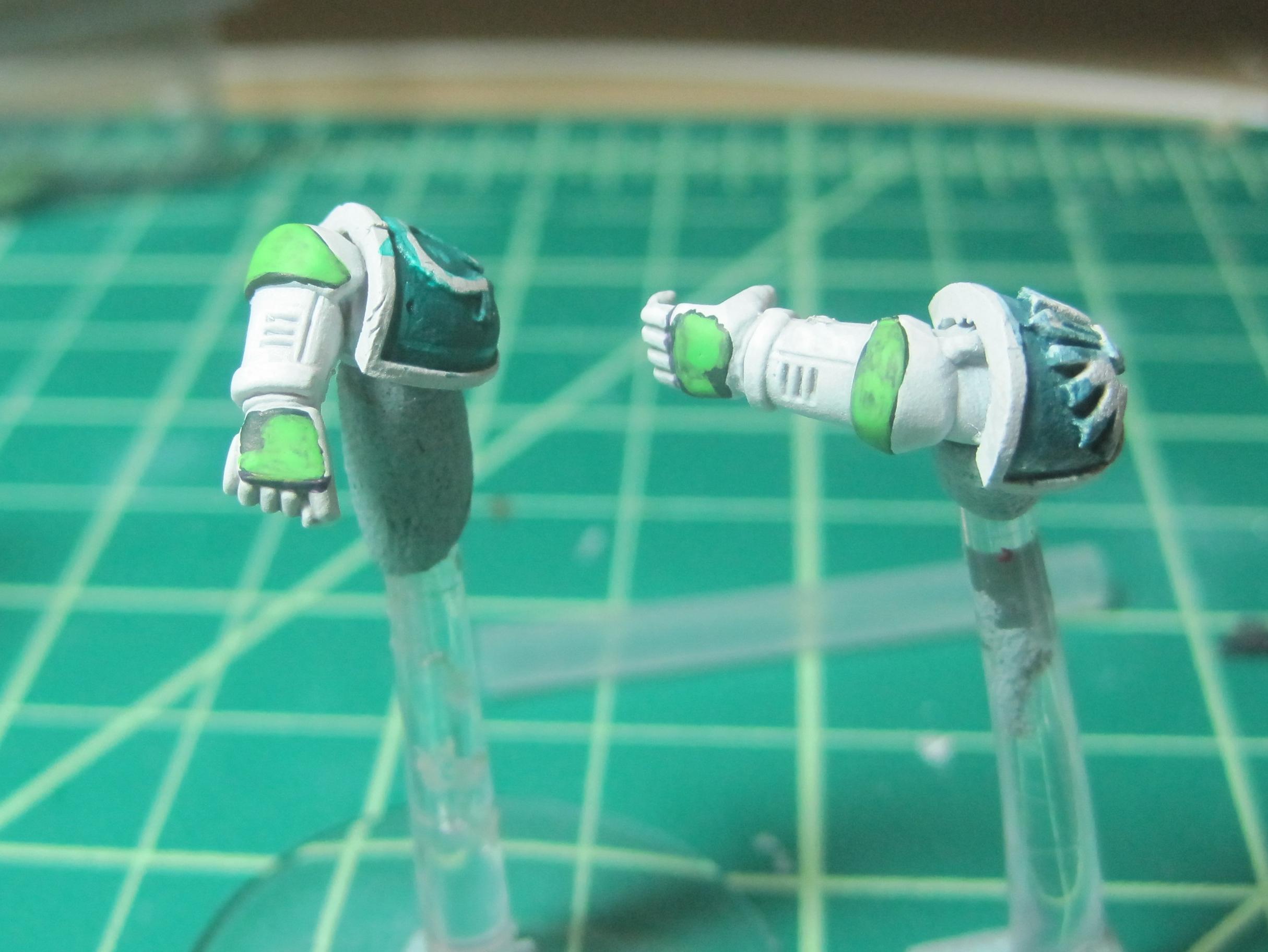 Test Model - White Base - Step 13 - Arms - Scorpy Green
