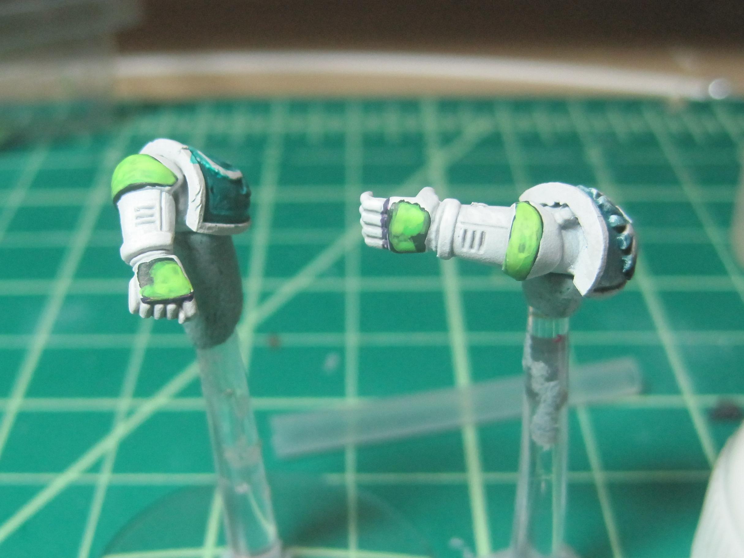 Test Model - White Base - Step 14 - Arms - Livery Green