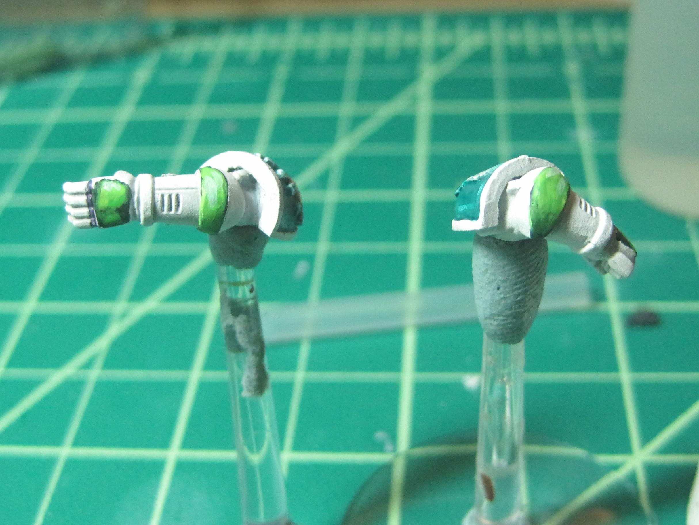 Test Model - White Base - Step 16 - Arms - Green Wash