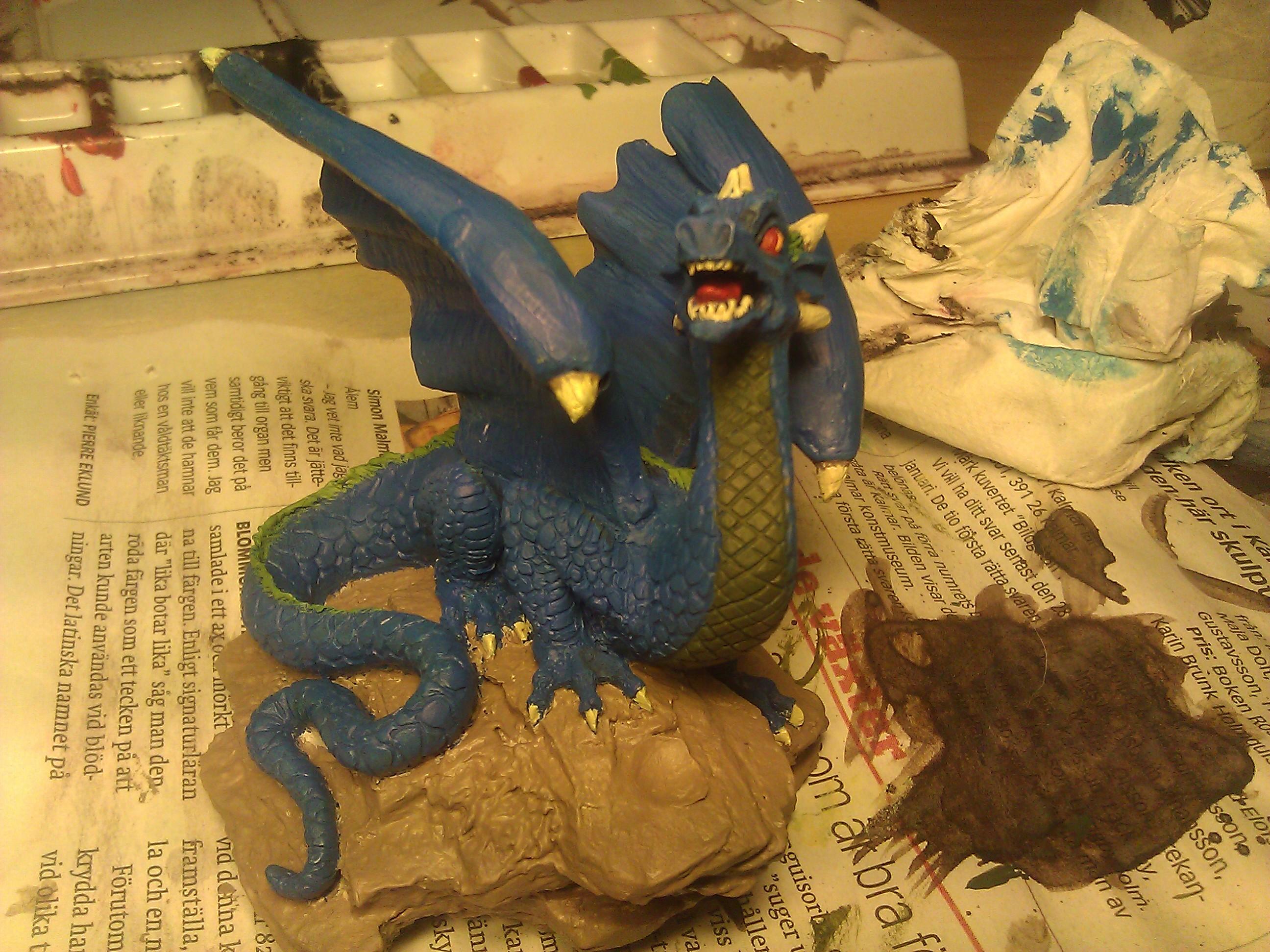 Blue, Dragon, My first attempt to paint a dragon. This pic shows befor I put some wash