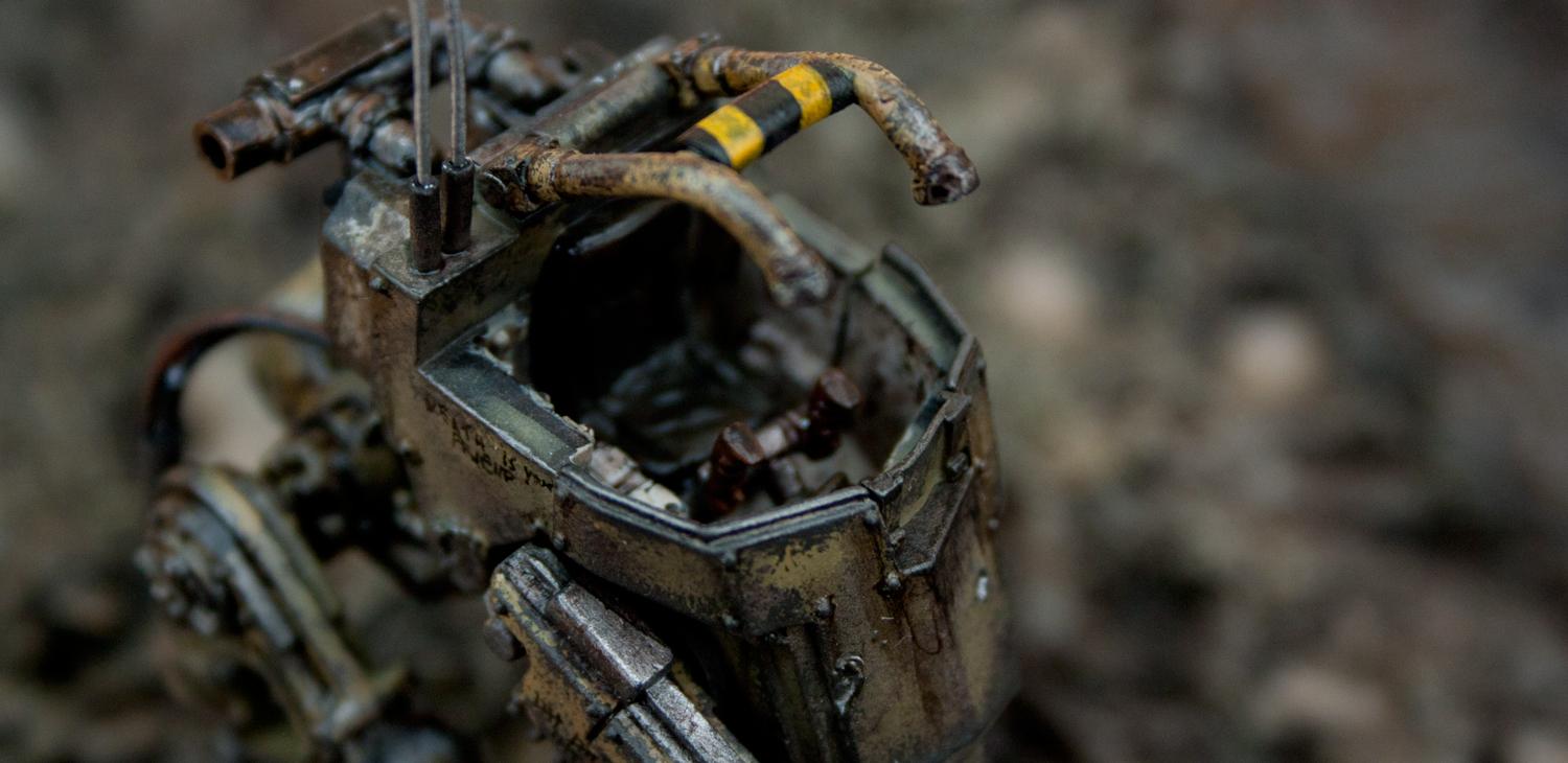 Bunker, Conversion, Diorama, Dirty, Grime, Mine, Mud, Rain, Rusty Robot, Sentinel, Space Marines, Wet