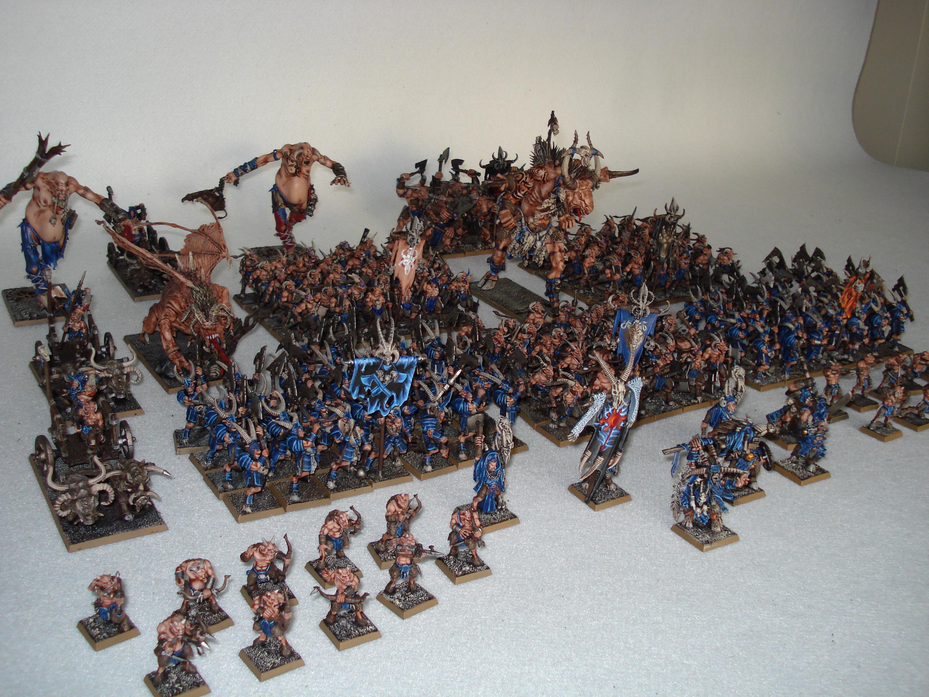 Army, Beastmen, Bestigors, Chariot, Complete, Ghorgon, Giant, Gors, Jabberslythe, Malagor, Raiders, Shaman, Standard Bearer, Tuskgor