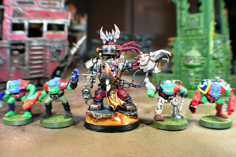 Blood Bowl converted Orks with a New Boss