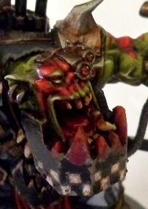 Augmentation, Augmented, Checker, Checkerboard, Checkers, Close Up, Close-up, Cybernetic Eye, Face Paint, Gob, Orange, Orks, Snake Biter's Clan, Snake Biters Clan, Snake Bites Clan, Tattoo, Tattoos, Waaagh, Waaagh!