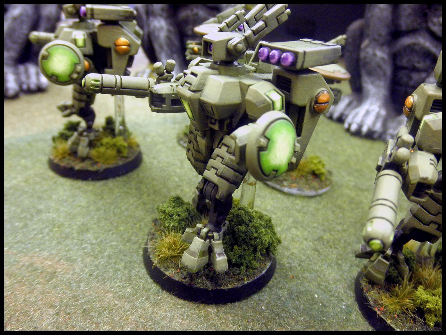 Crisis Battlesuit, Drone, Fire Warriors, Green, Tau, Warhammer 40,000, Warhammer Fantasy
