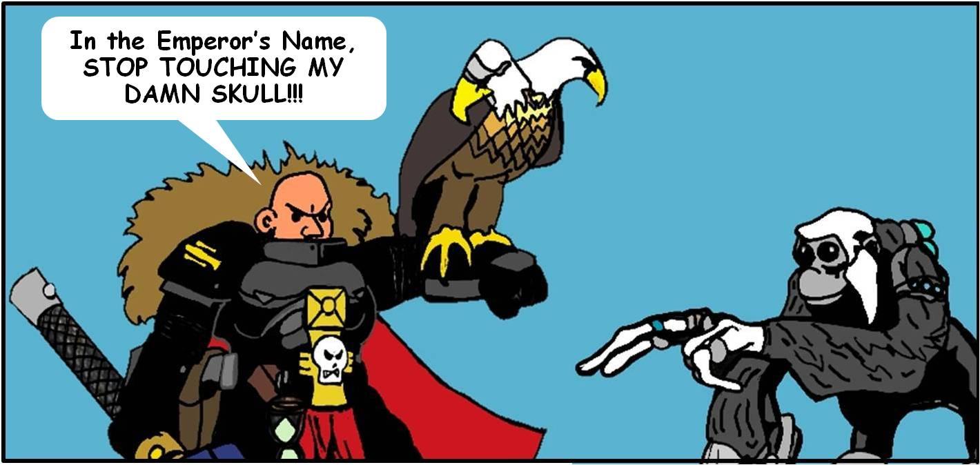 Comic, Coteaz, Cyber Eagle, Drawing, Humor, Inquisitor, Jokero, Warhammer 40,000