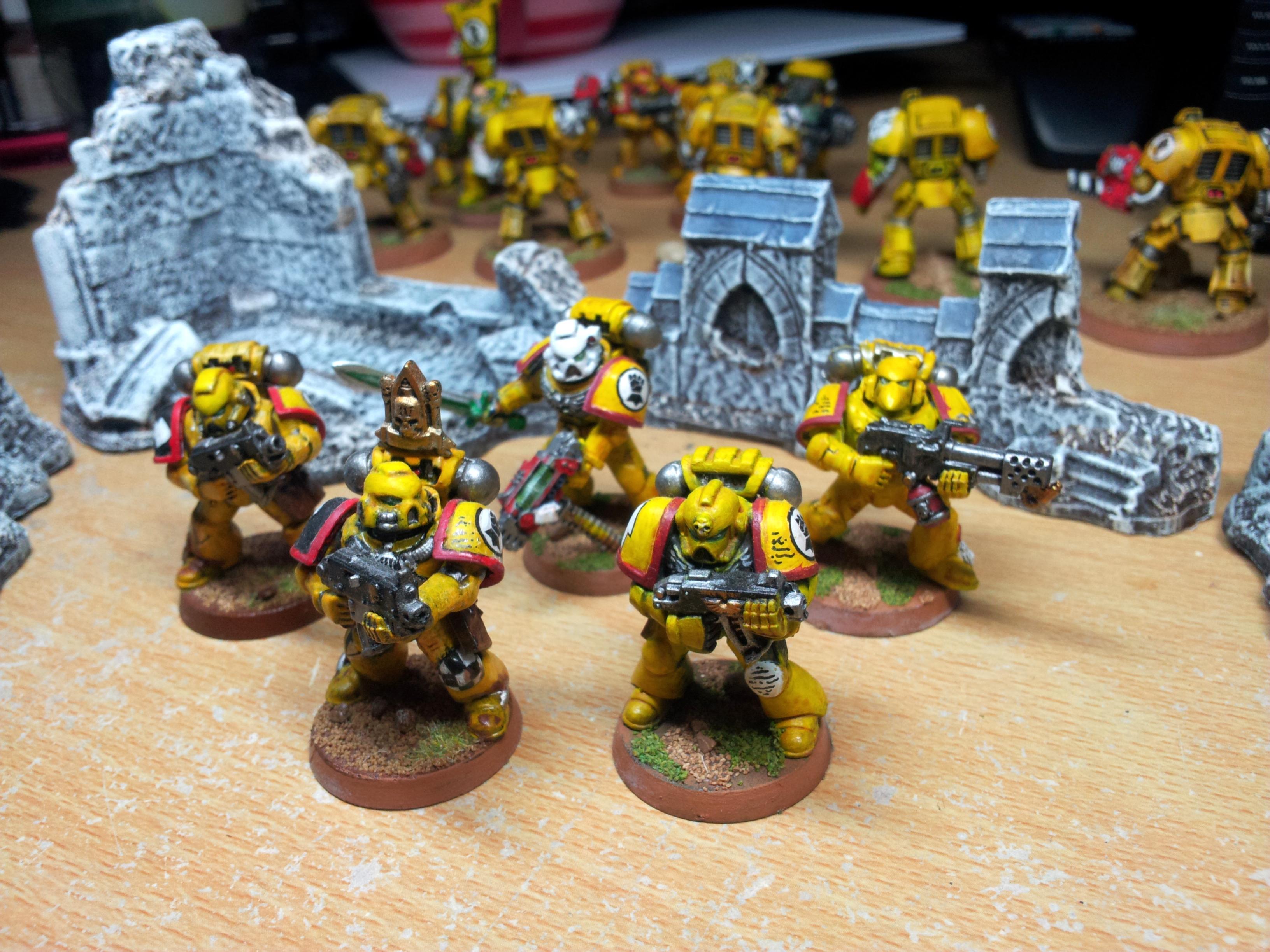Space Marines, IF 5 man Combat Squad with flamer. Sergeant carries a Power Sword and Combi Plasma.  