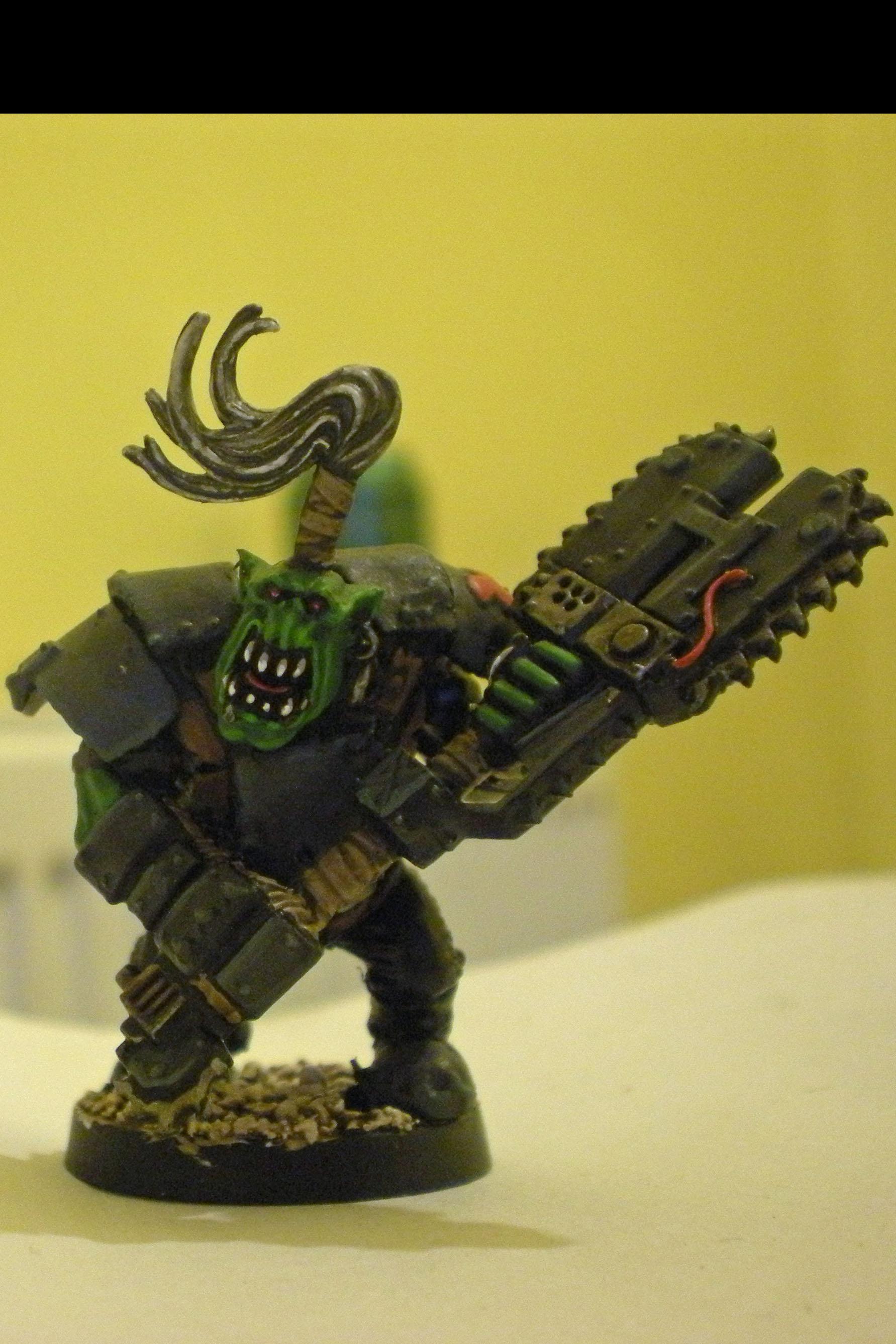Orks, Day 5 - Friday. Gorgob. The first of the new Ork Nobz I built!