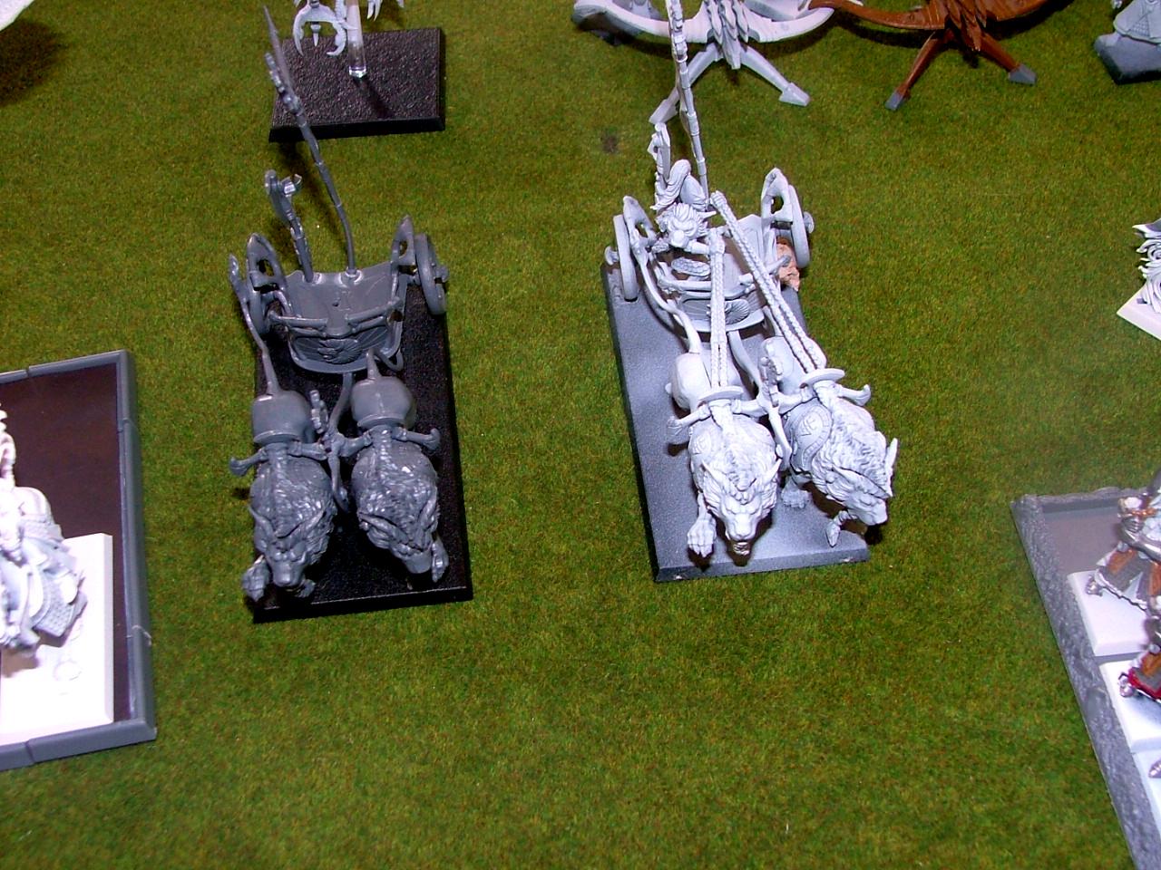 2 white lion chariots