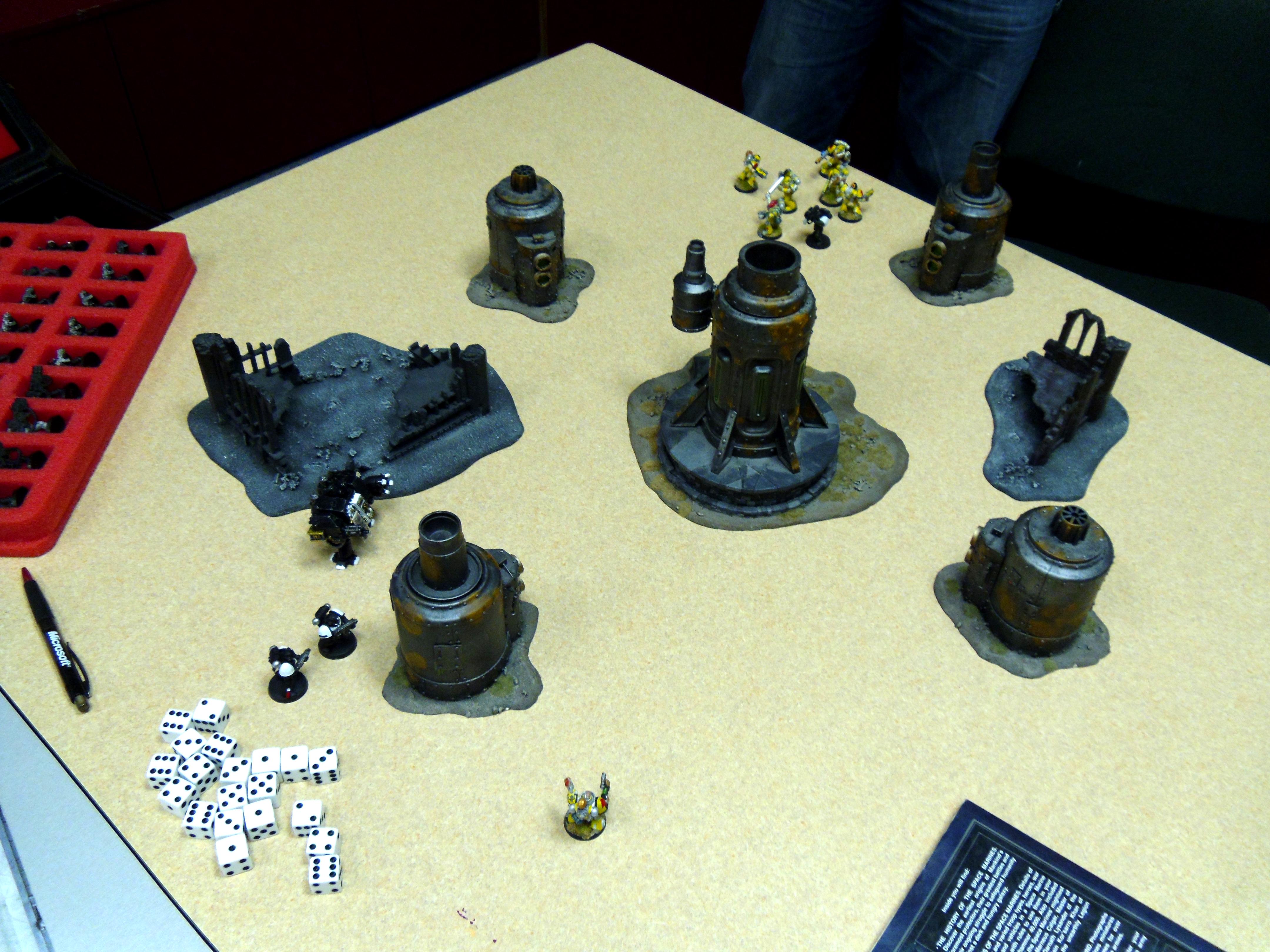 Battle Report, Black Templars, Imperial Fists, Lots Of Models, Space Marines, Terrain, Warhammer 40,000, Yellow