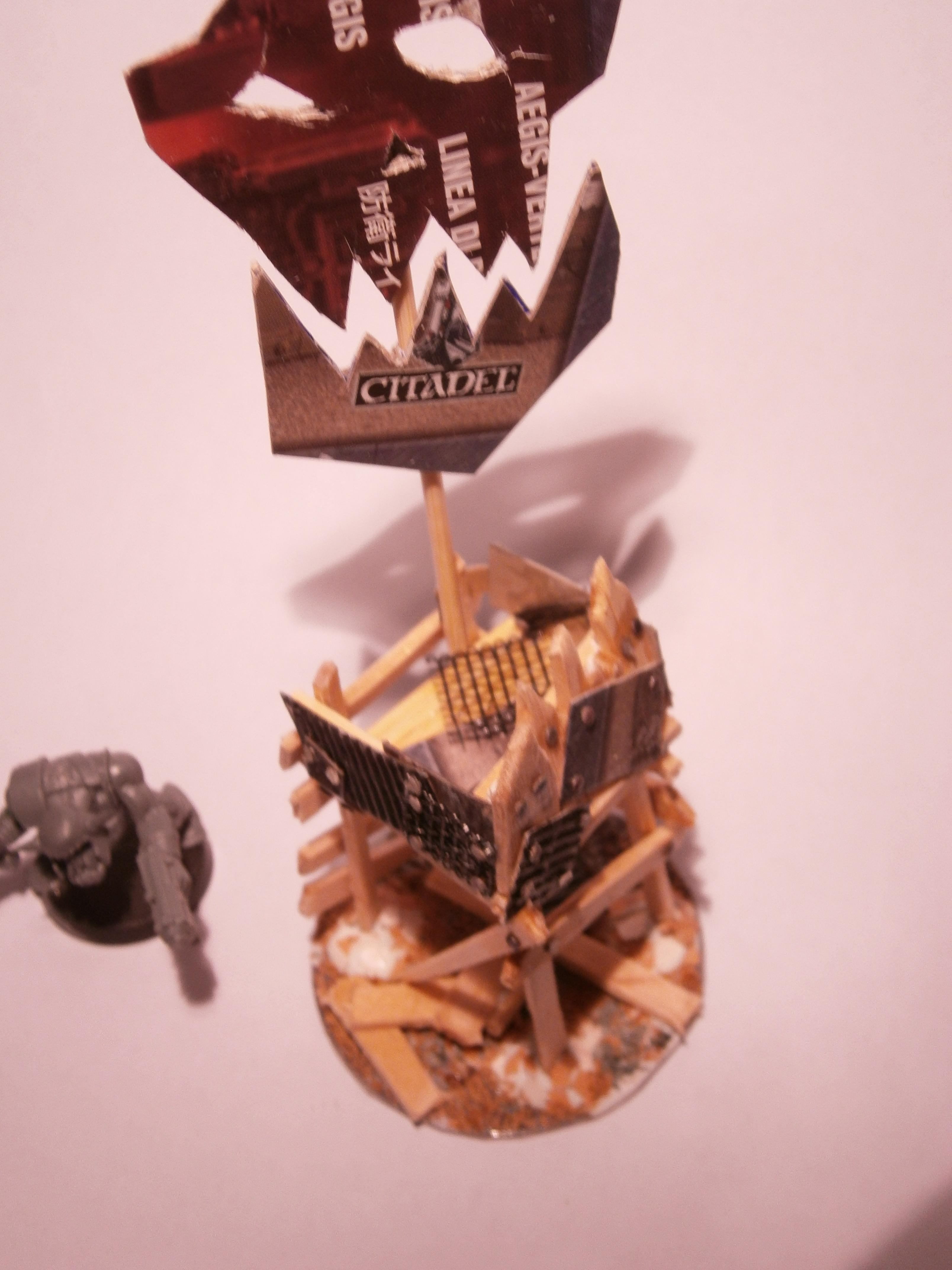 Banner, Buildings, Orks, Orky, Scratch Build, Terrain, Waaaagh, Warhammer 40,000, Watch Tower, Wooden, Work In Progress