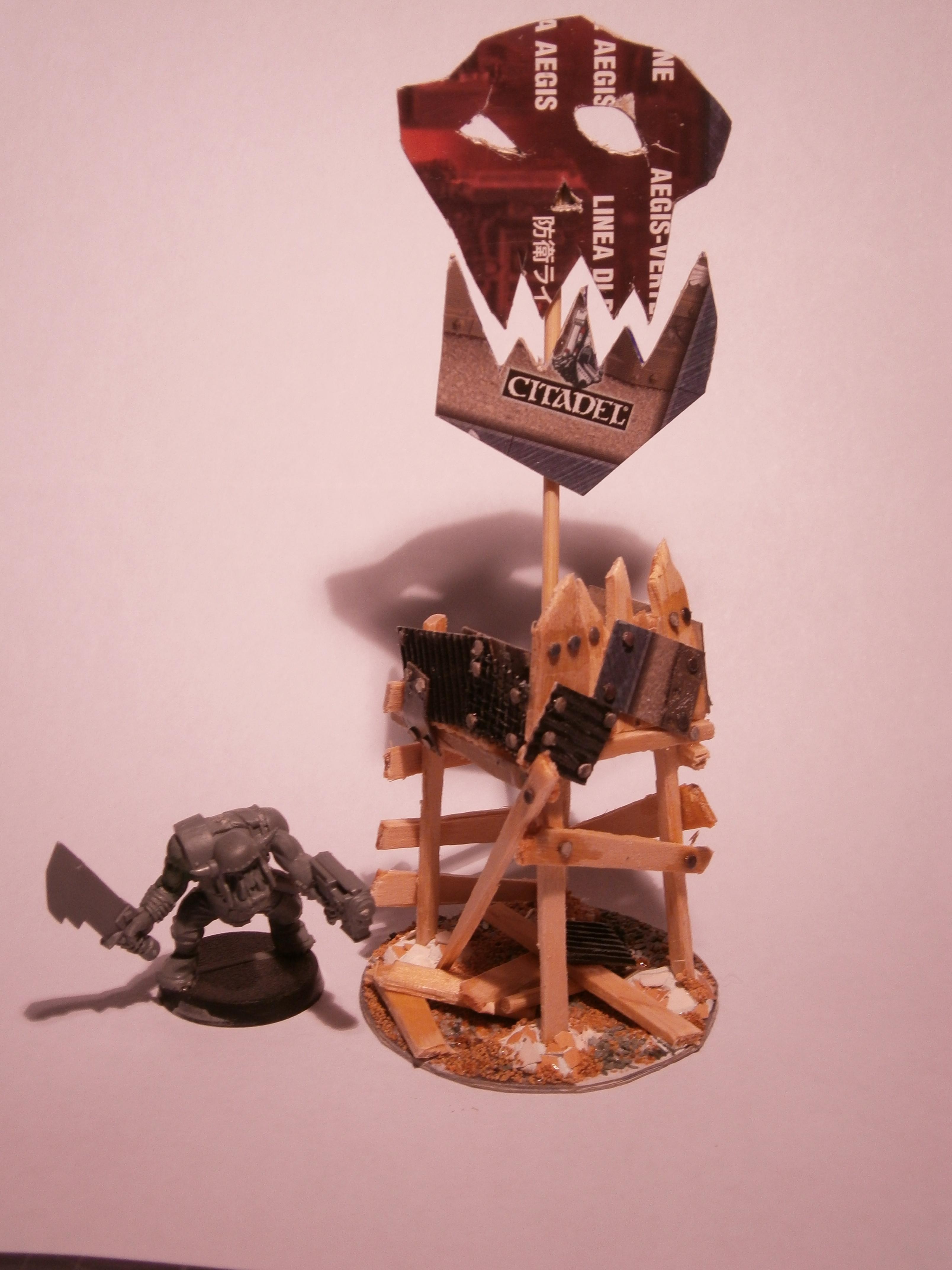 Banner, Buildings, Orks, Orky, Scratch Build, Terrain, Waaaagh, Warhammer 40,000, Watch Tower, Wooden, Work In Progress