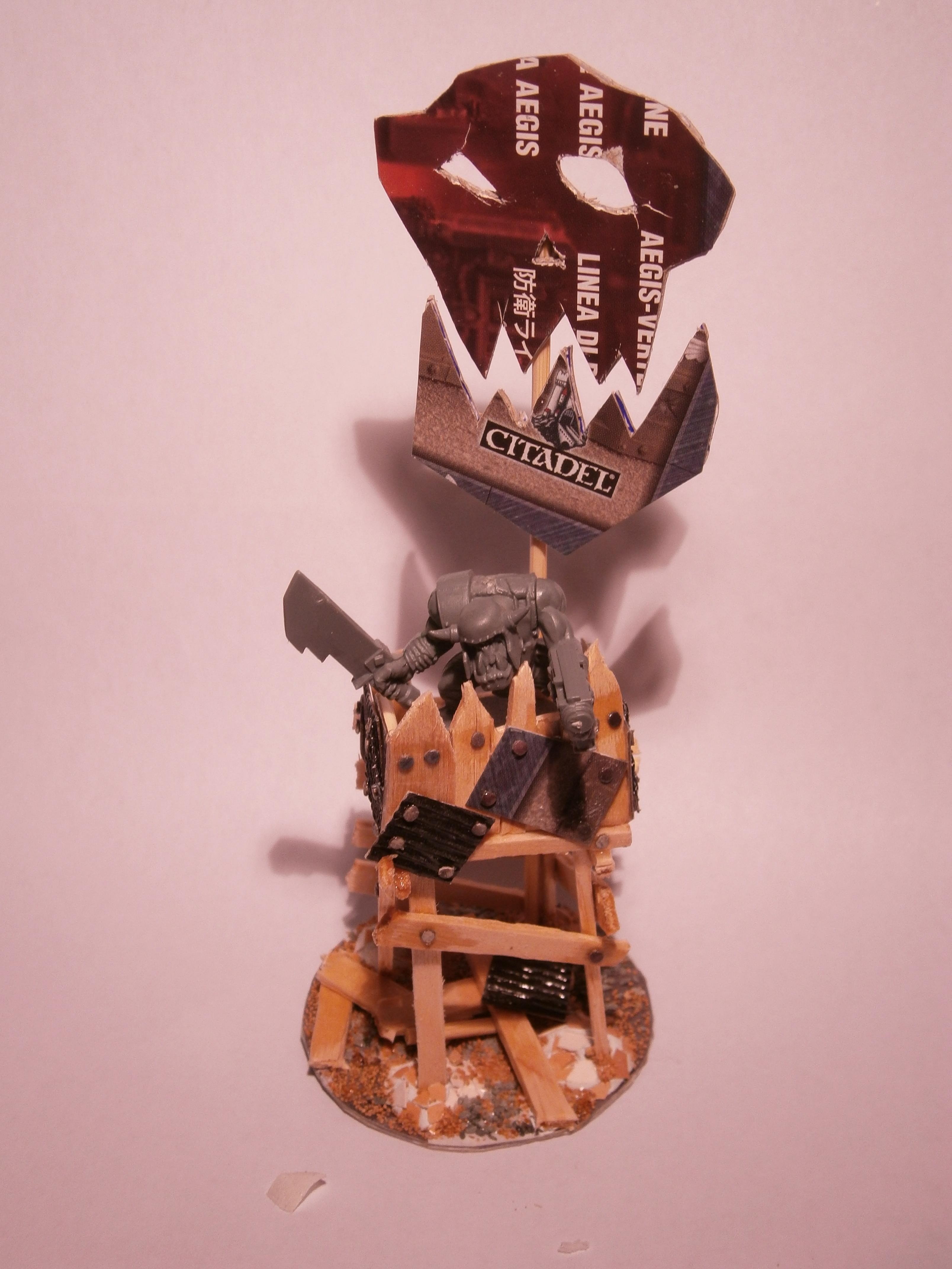 Banner, Buildings, Orks, Orky, Scratch Build, Terrain, Waaaagh, Warhammer 40,000, Watch Tower, Wooden, Work In Progress