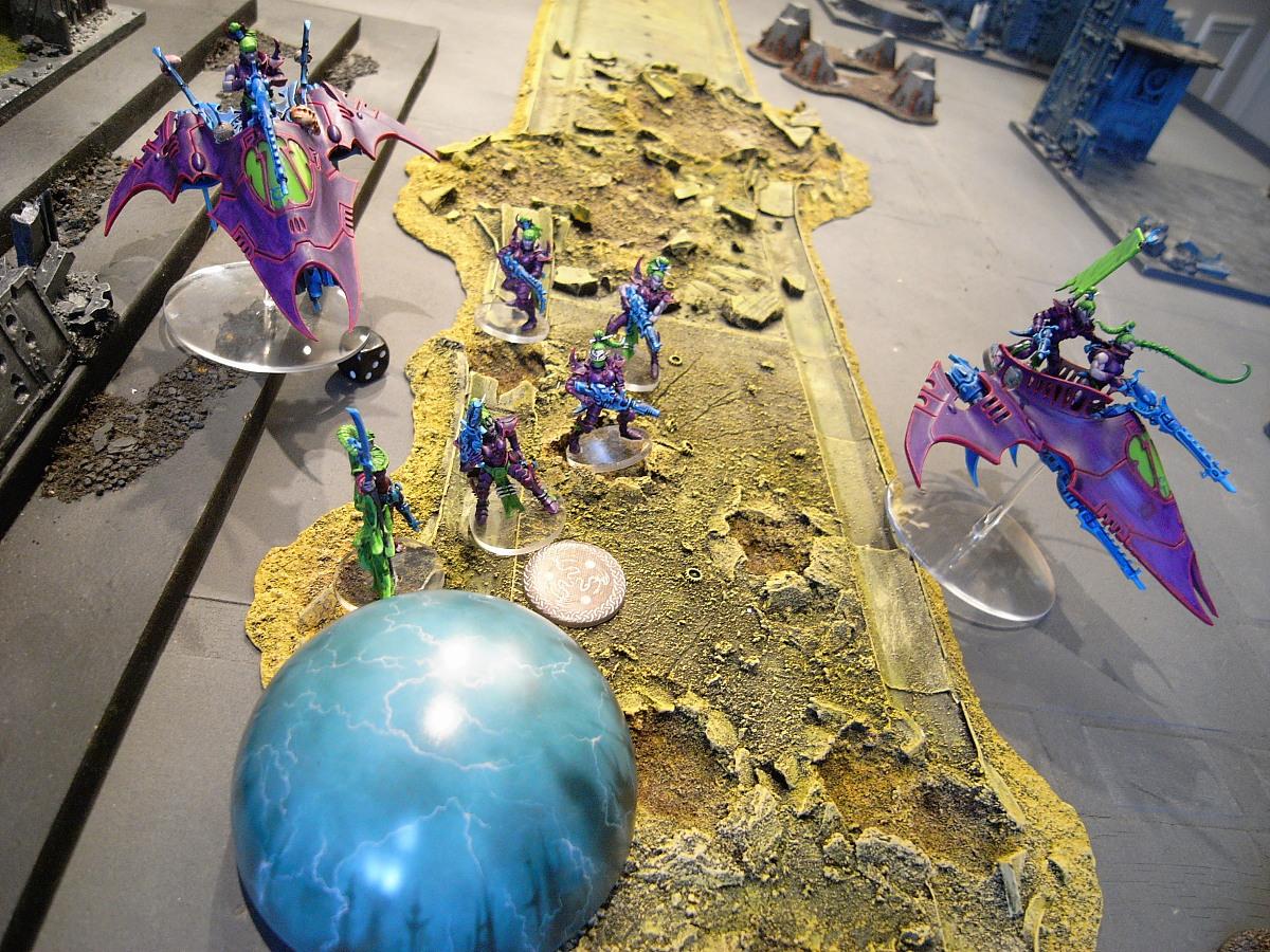 Battle Report, Dark, Eldar, Green, Panic, Purple, Terrain, Warhammer 40,000, Webway