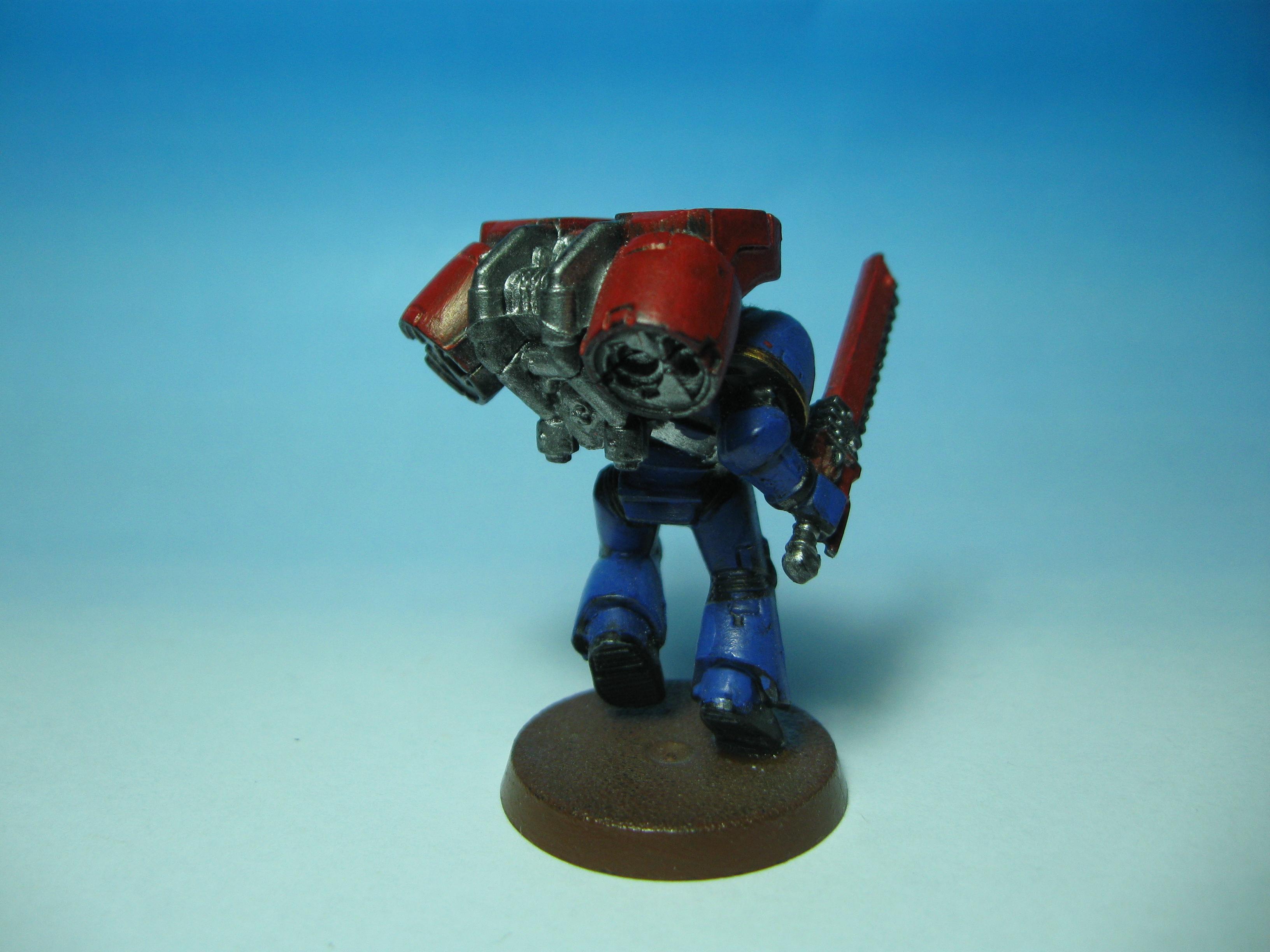 Ultramarine with Chainsword, Boltpistol and Jump Pack (Back View)