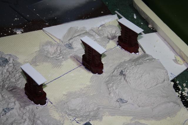 Here you can see the pistons for a pipeline allready glued onto the board