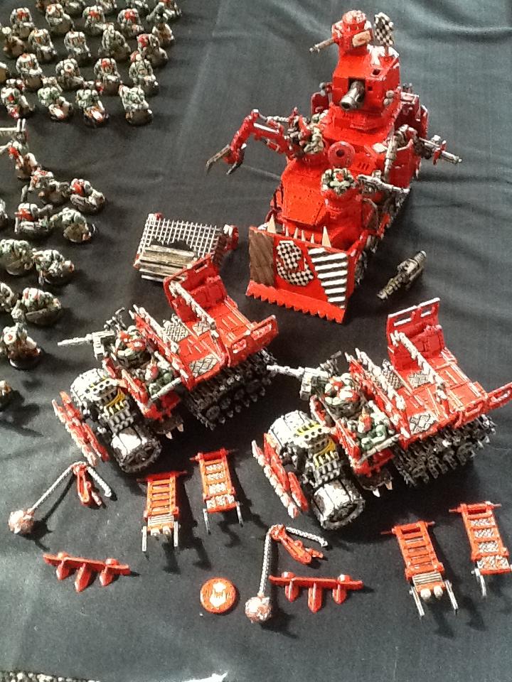 2x Forge World Truks, and Fully magnetized wagon with custom rams and rolla (made from a wine cork)
