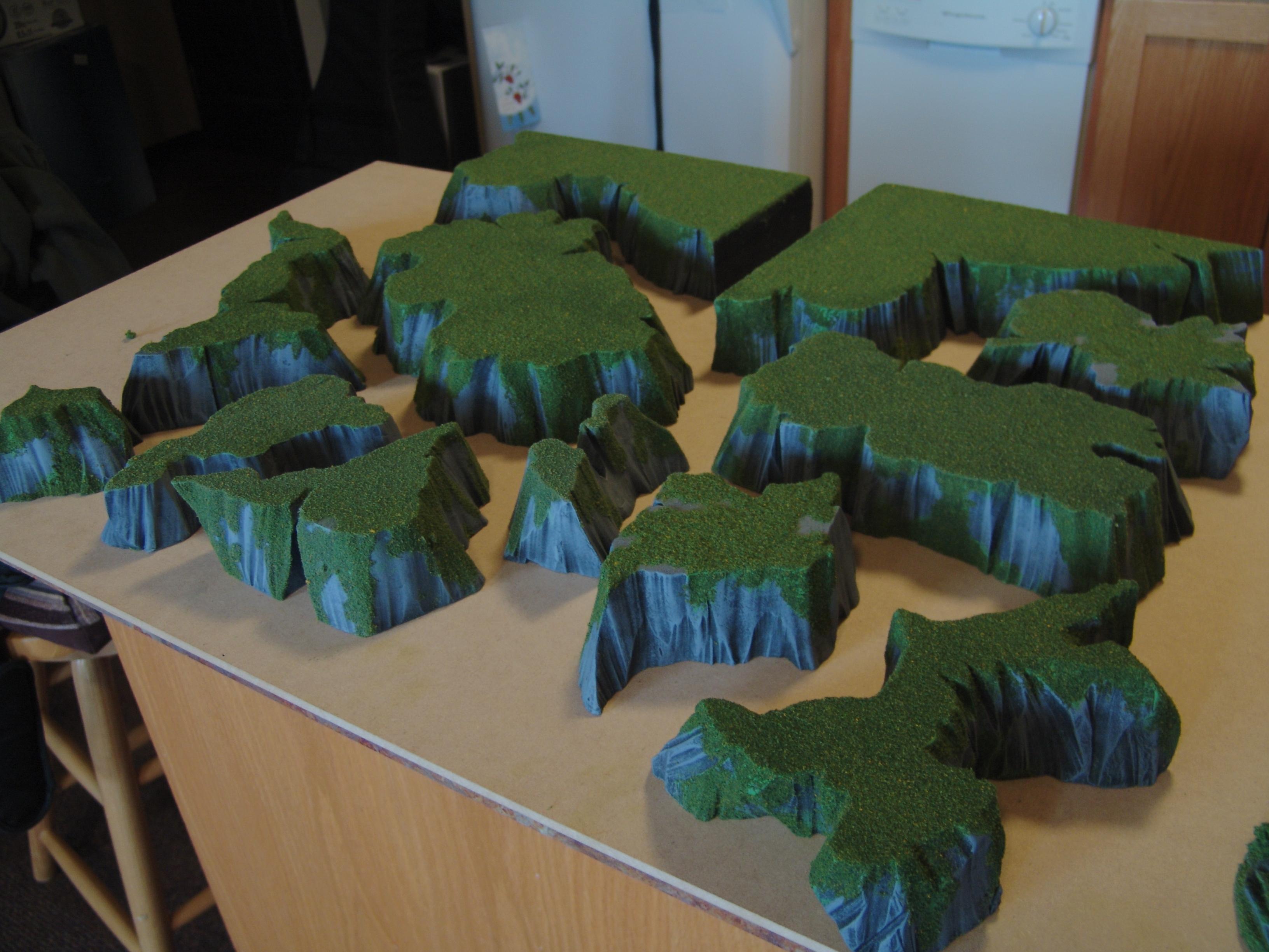 Cliffs, Custom, Drybrushing, Flock, Grass, Hills, Pink Foam, Rocky, Stratchbuilt, Terrain