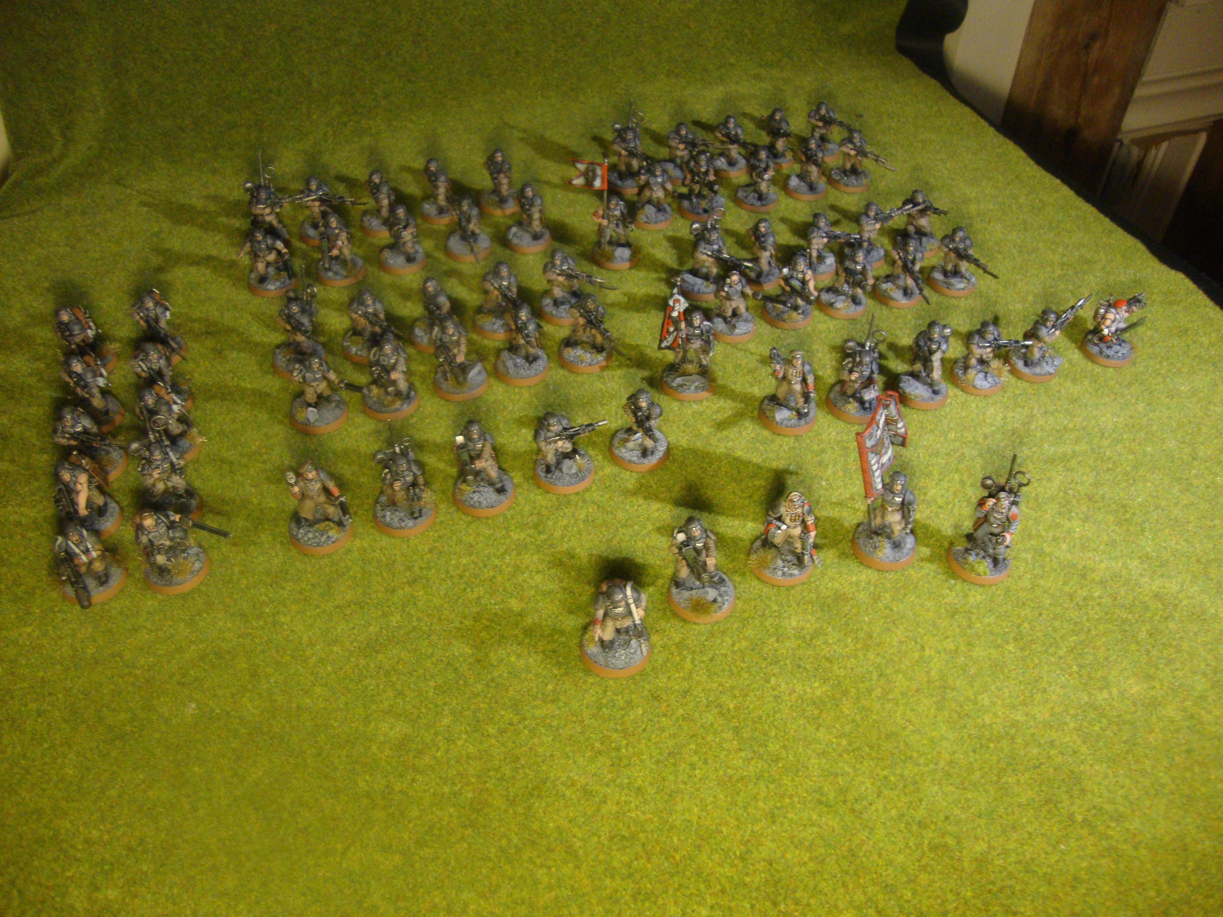 Astra Militarum, Autocannon, Basilisk, Chimera, Commander, Company Command Squad, Griffon, Guardsmen, Heavy Weapon Team, Imperial Guard, Infantry, Infantry Company, Lasguns, Leman Russ, Marbo, Missile Launcher, Officer, Platoon, Sentinel, Tank, Veteran, Warhammer 40,000