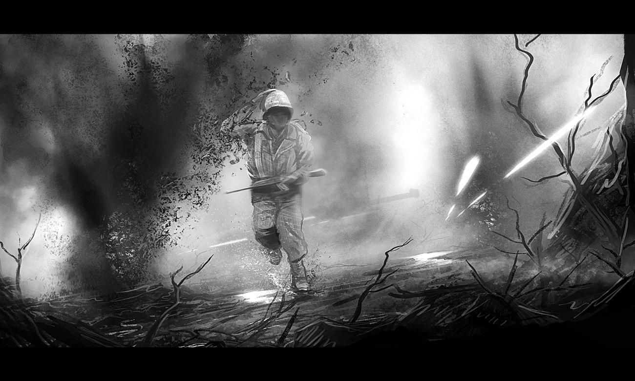 1st Marines, 1st Marines charge while under enemy fire
