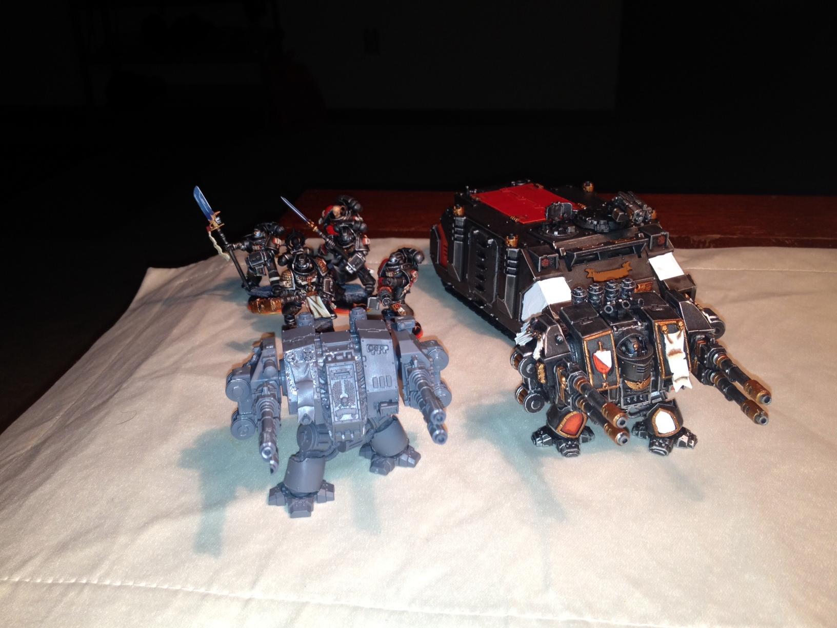Dreadnought, Rhino, Space Marines, Warhammer 40,000, Work In Progress