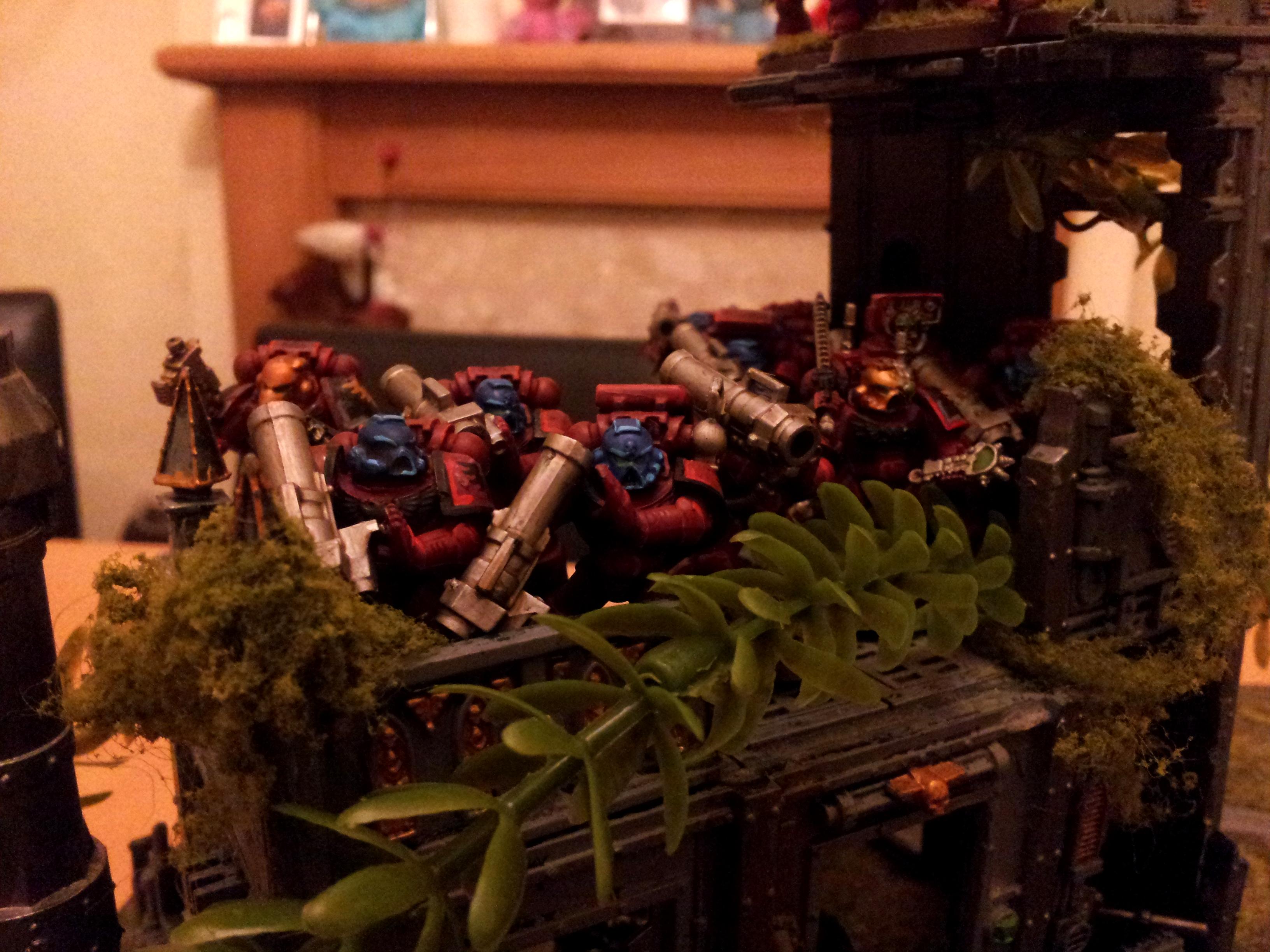 Space Marine Devastator Squad In Cover