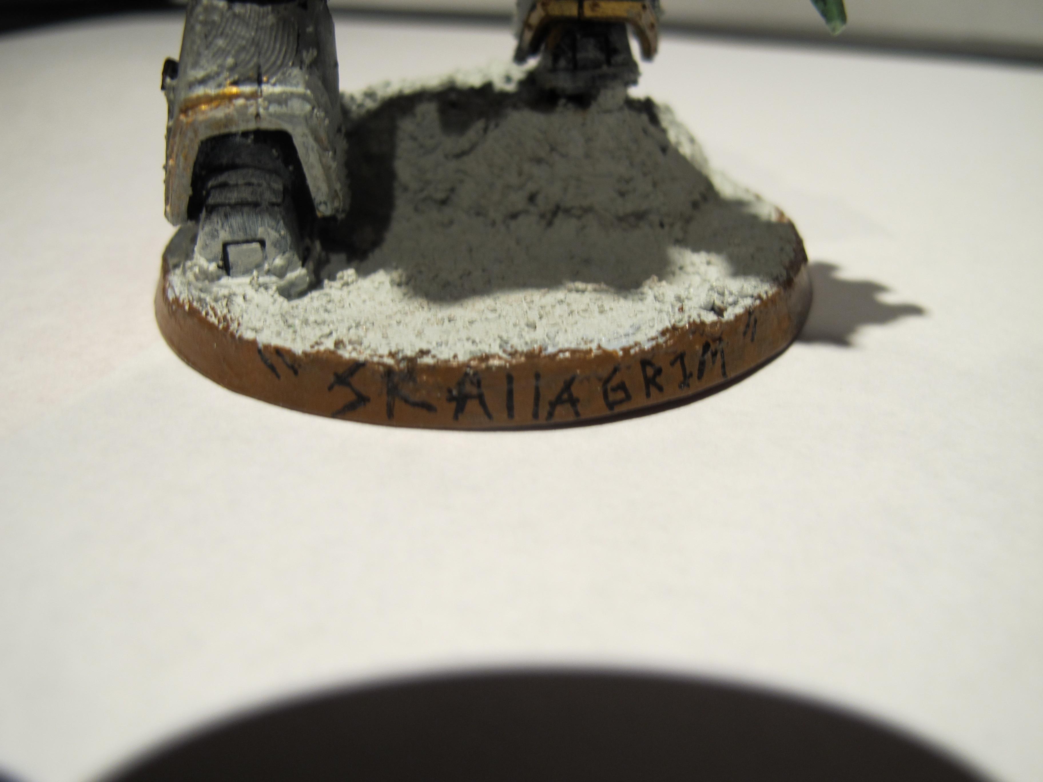 Dreadnought, The lettering on the back of his base. It came out well. Achieved with a Micron Pen