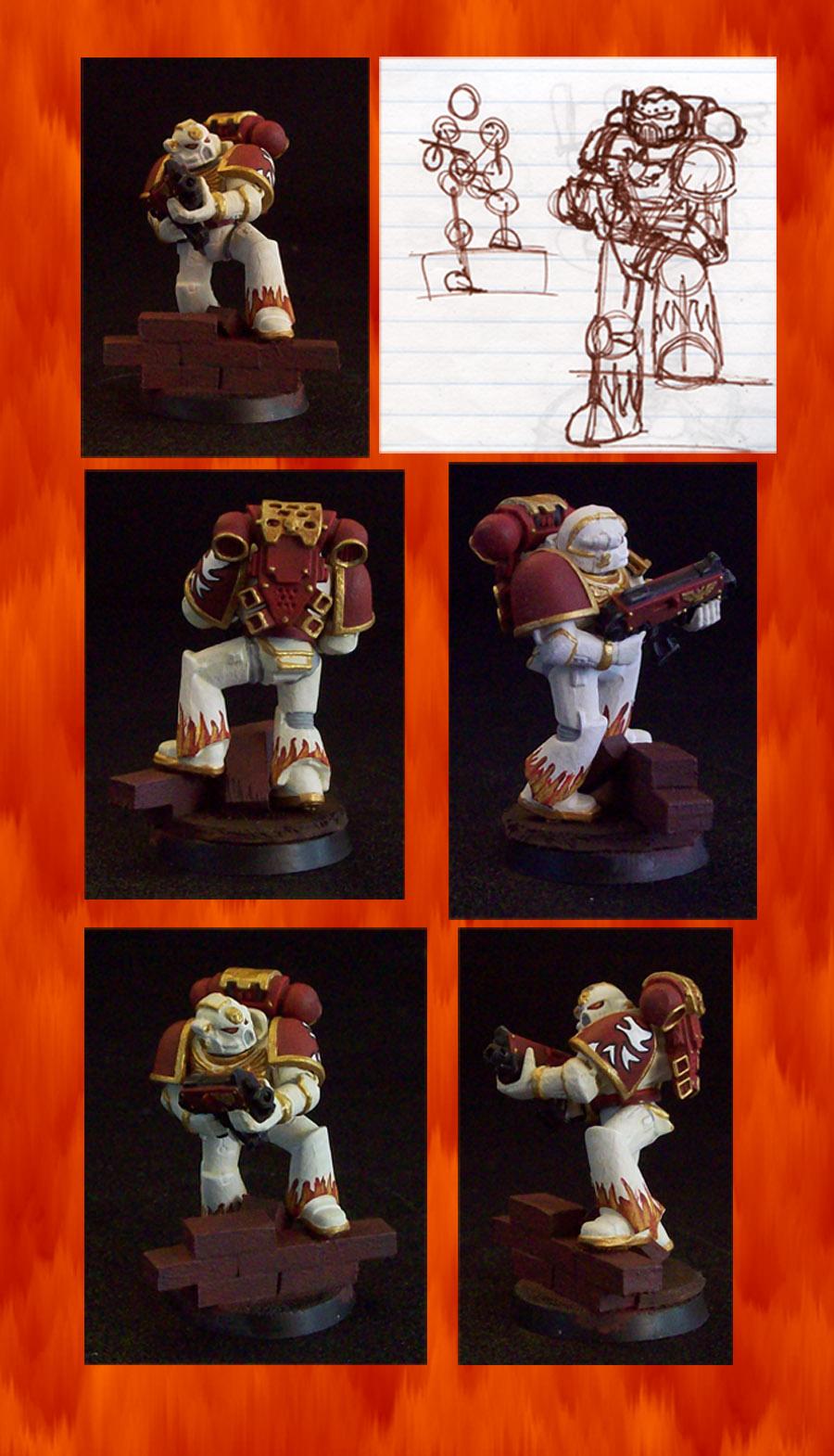 Bricks, Drake, Fire, Gold, Red, Space, Space Marines, Sternguard, Veteran, Warhammer 40,000, White