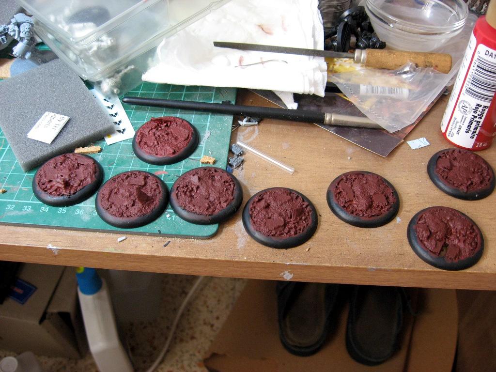 40mm bases basecoated 