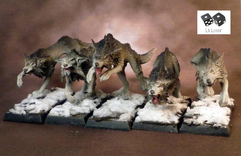 Dark Elves, Fenrisian Wolves, Painted, Snow, Space Wolves, Winter