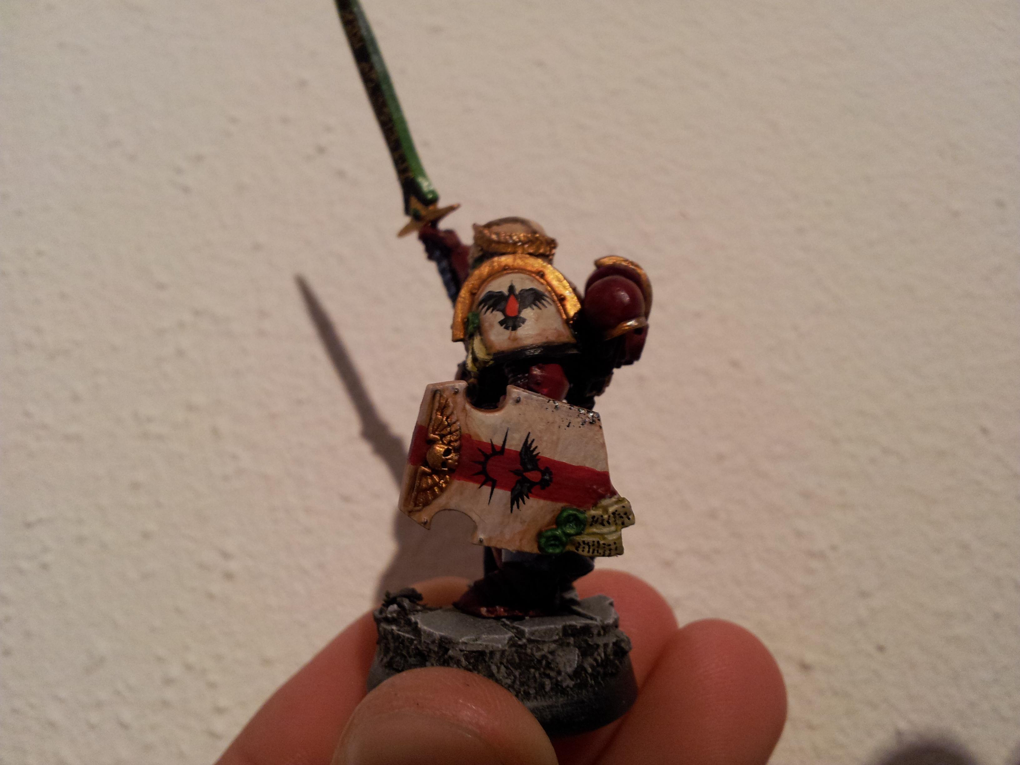 Blood Ravens Emperors Champion side with combat shield and battle damage