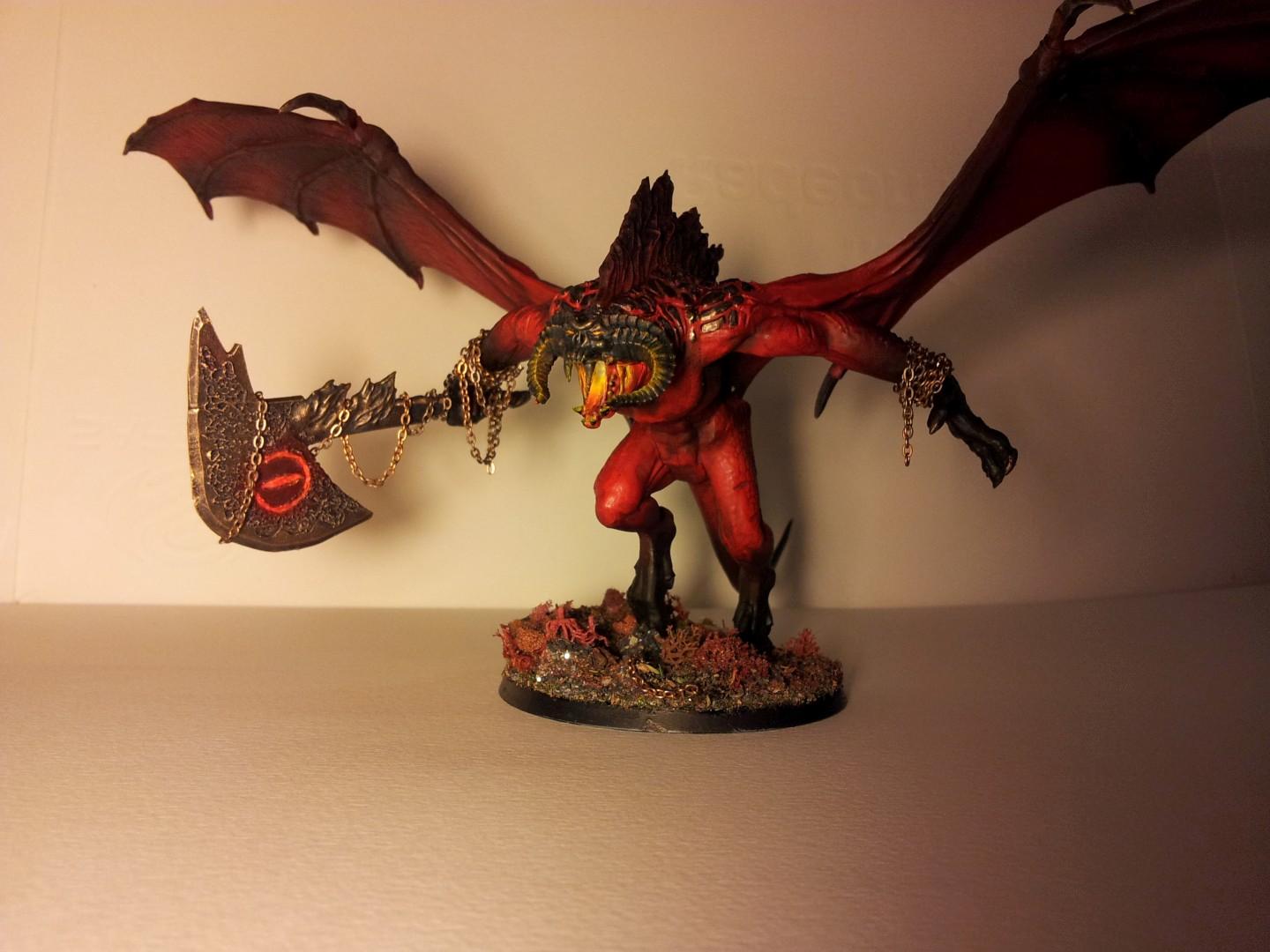 Balrog, Balrog. Bloodthirster, Bloodthirster, Chaos, Chaos Daemons, Conversion, Daemons, Fire, Greater Daemon, Khorne, Object Source Lighting, Red