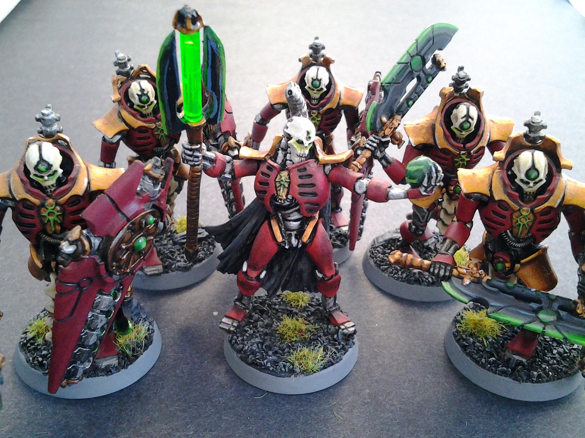Bone Necron, Gold Necron, Lychguard, Lychguard And Lord, Lychguard Group, Red Lychguard, Red Necron
