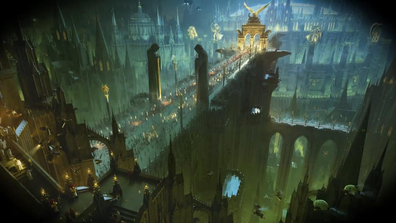 Artwork, City, Copyright Games Workshop, Imeprium, Warhammer 40,000