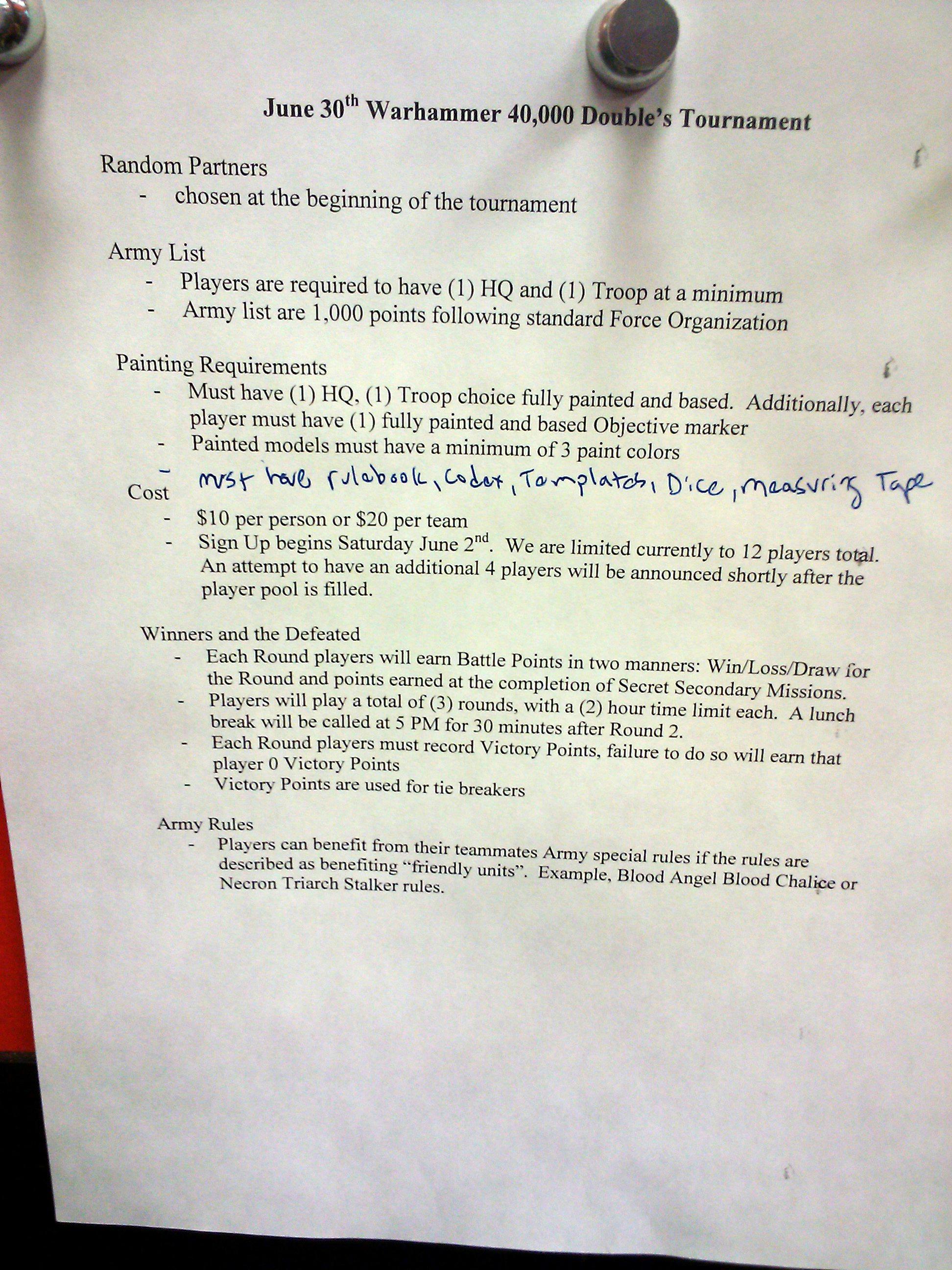 Tournament Rule Set